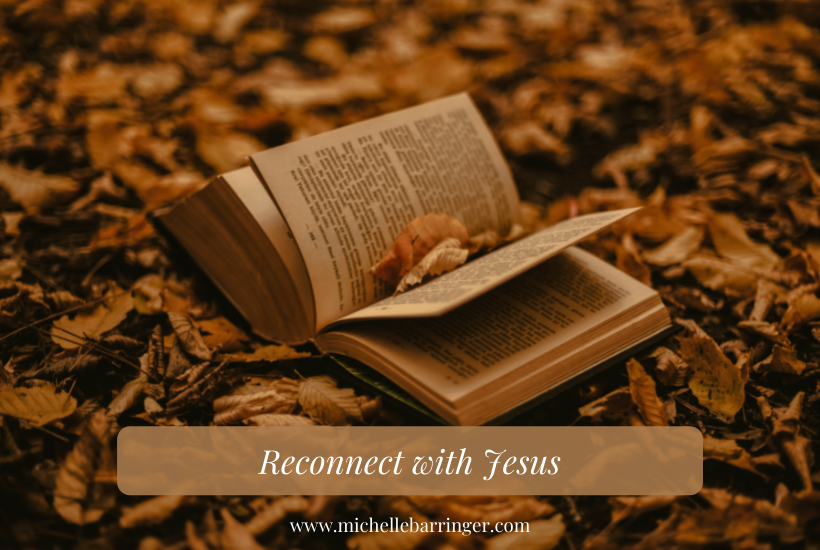 Reconnect with Jesus - Michelle Barringer Blog - Bible sitting on top of autumn leaves